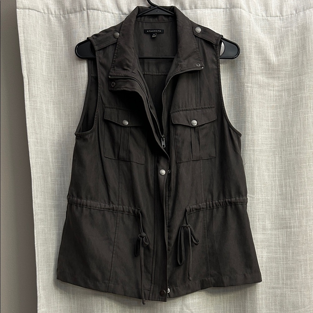 Dry Goods Dark Gray Velvet Sleeveless Vest